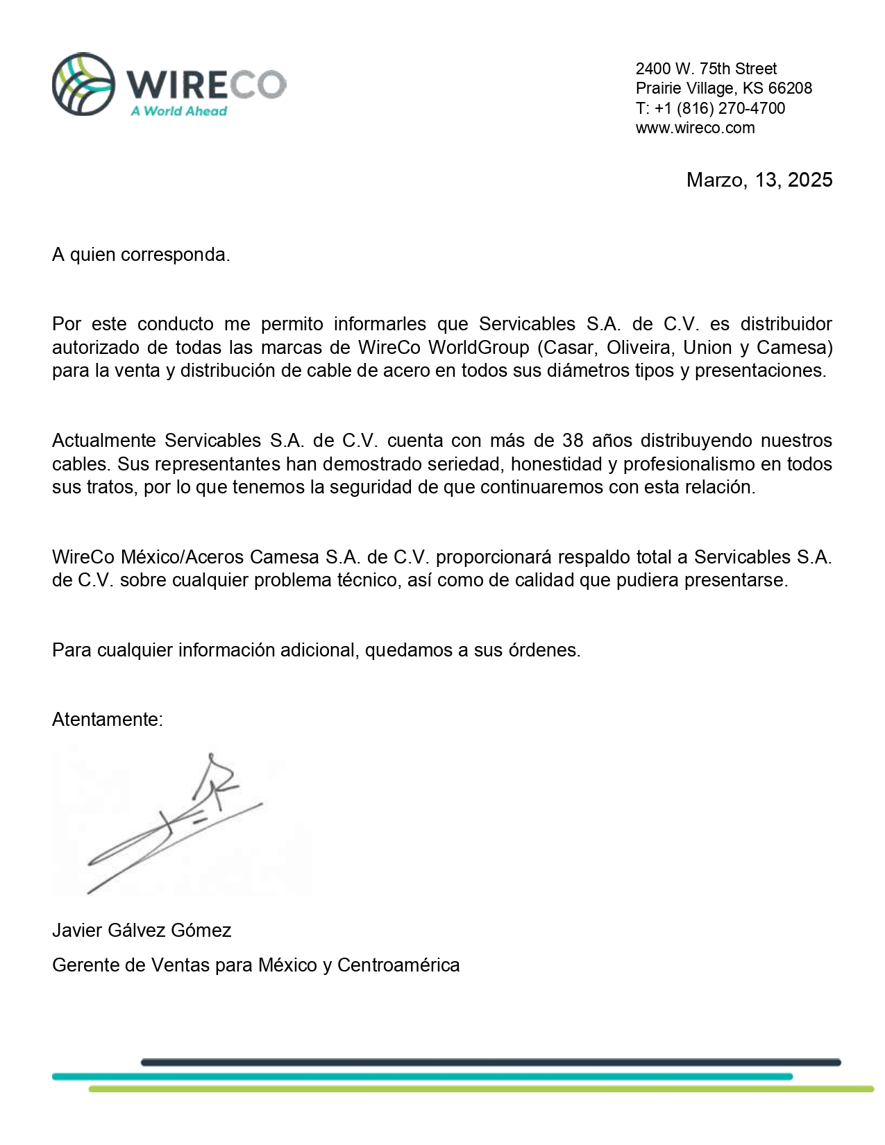 Certificado Camesa Servicables
