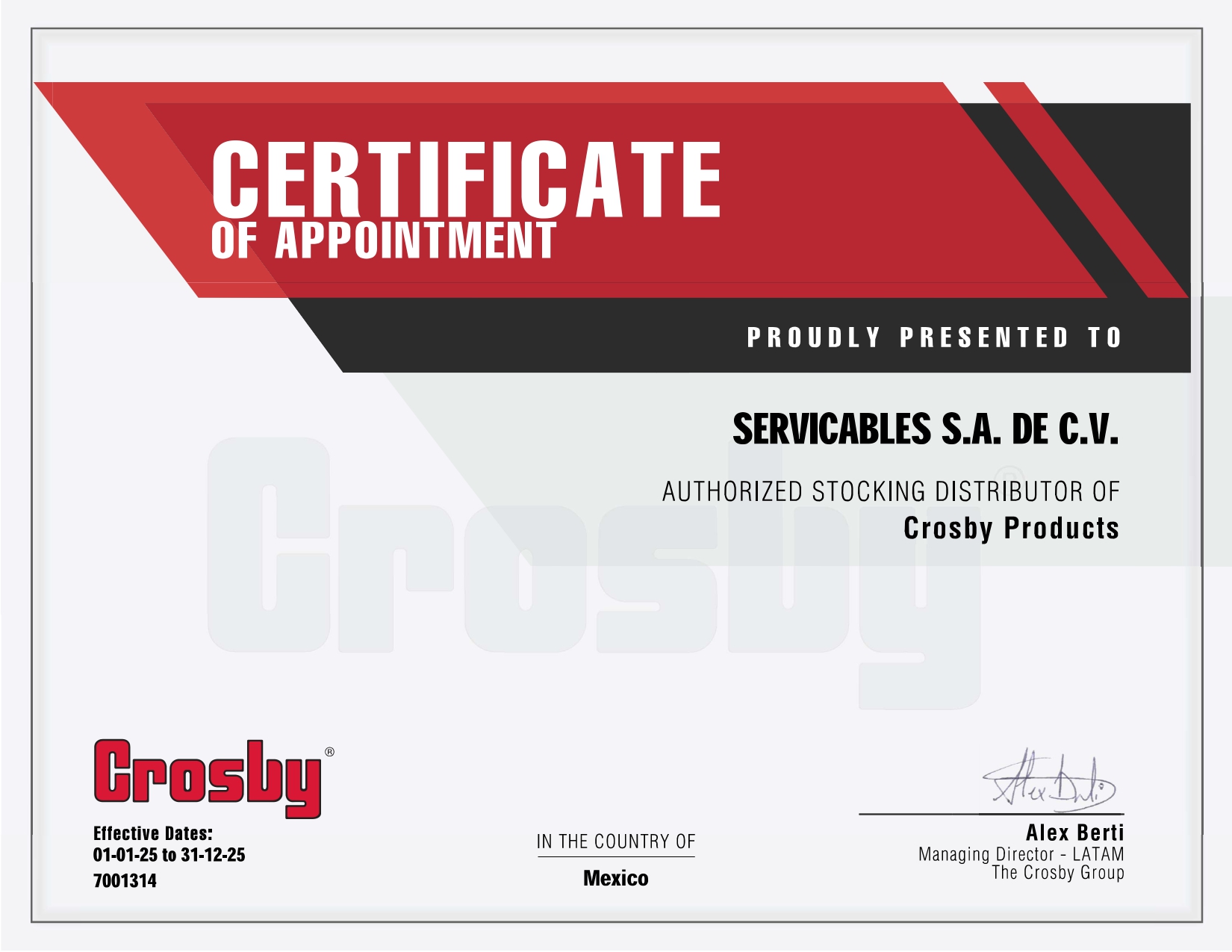 Certificado Crosby